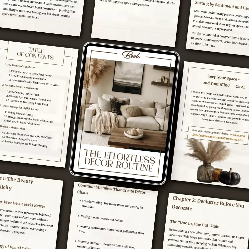 The Effortless Décor Routine | Minimalist Home eBook for How to Keep Décor Clutter Free and Organized | Modern Home Styling Guide for Calm, Simple Spaces