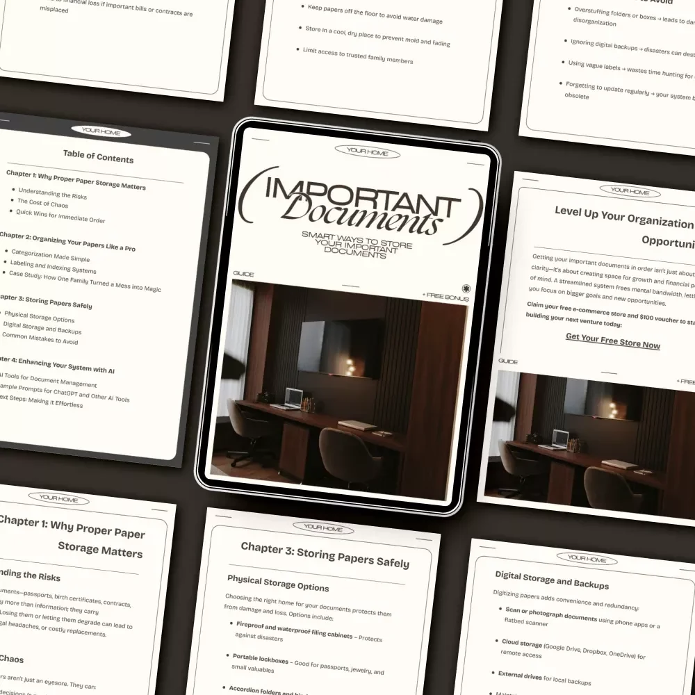 Smart Ways to Store Your Important Documents | Printable Digital Guide for Organizing and Protecting Important Papers | Best Way to Store Important Papers eBook