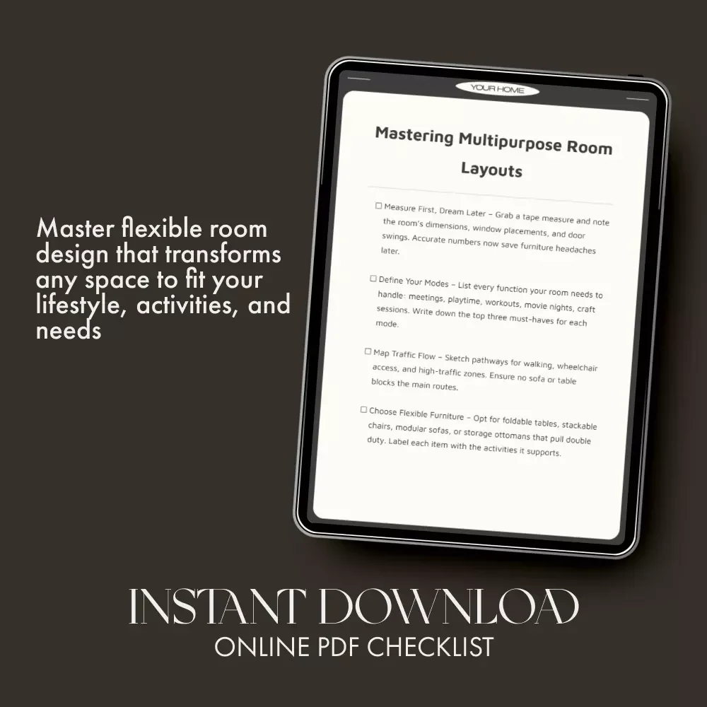 Mastering Multipurpose Room Layouts – Printable Checklist for How to Layout Multipurpose Rooms | Digital Download Guide for Flexible, Functional Spaces