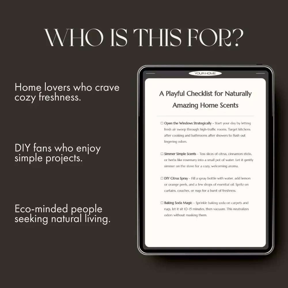 A Playful Checklist for Naturally Amazing Home Scents | How to Make Your Home Smell Good Naturally | Printable Digital Download for Fresh, Chemical-Free Living