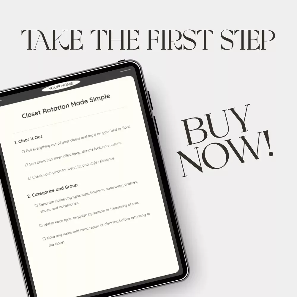 Closet Rotation Made Simple | Printable Checklist for Wardrobe Organization | Digital Download Guide with Tips for Closet Rotation & Seasonal Clothing Management