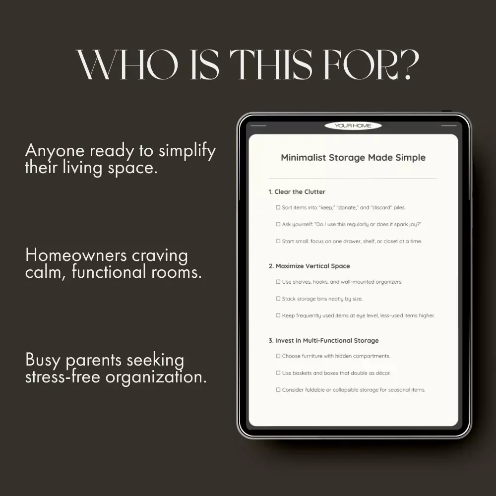 Minimalist Storage Made Simple | Printable Checklist for Home Organization | Digital Download Guide on How to Create a Minimalist Storage System