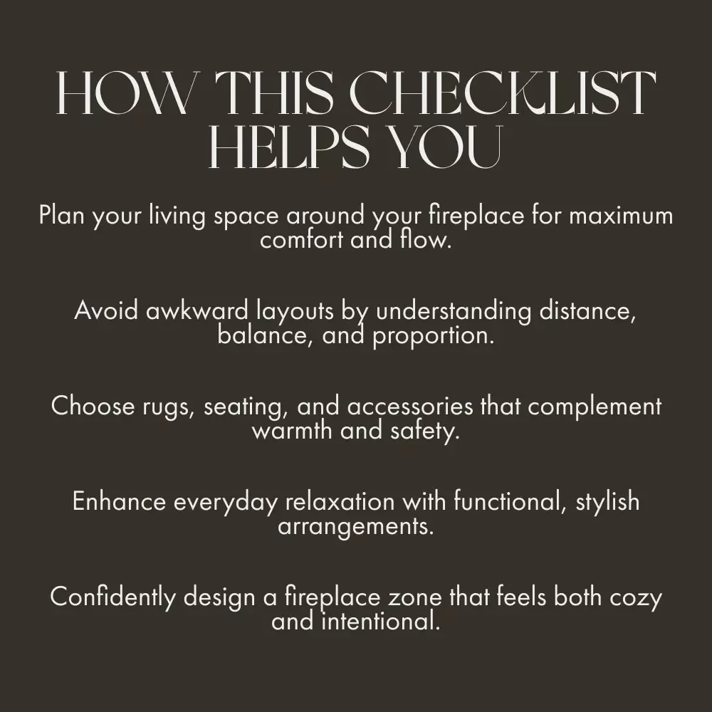 Your Fireplace Furniture Checklist | Printable Home Styling Guide for Living Room Layouts | How to Arrange Furniture Around a Fireplace | Cozy Interior Design Digital Download