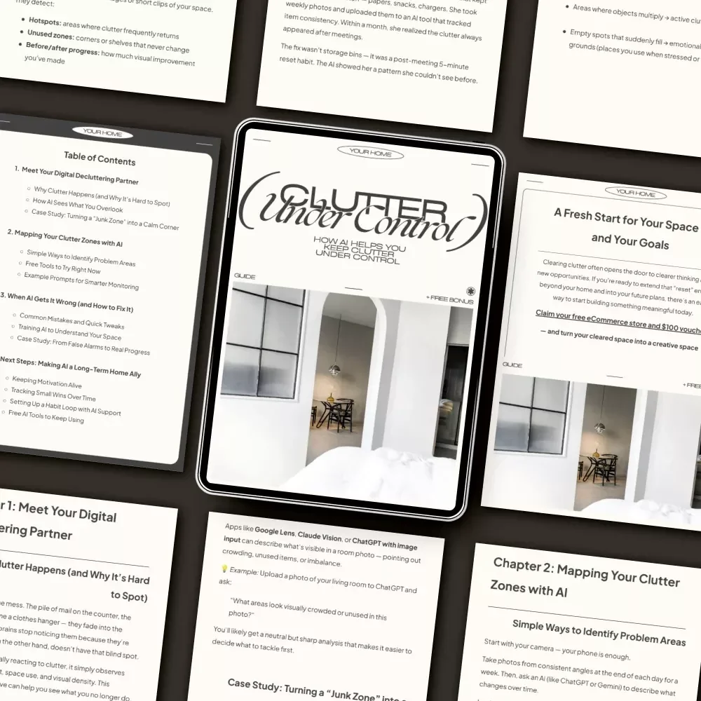 How AI Helps You Keep Clutter Under Control | Digital Guide for Smarter Home Organization | Tips for Using AI to Monitor Clutter Zones | Printable Decluttering eBook for Home Productivity