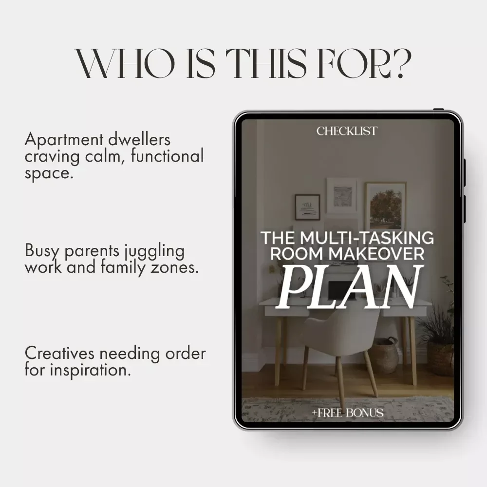 The Multi-Tasking Room Makeover Plan | Printable Checklist for Small Spaces & Smart Storage | How to Organize Storage for Multi Functional Spaces | Home Office, Guest Room & Studio Guide