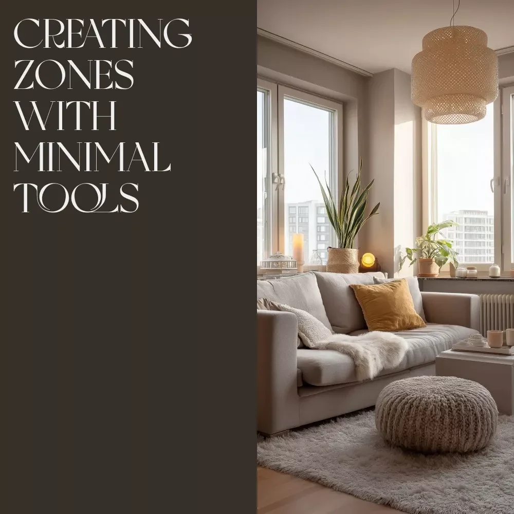 Creating Zones with Minimal Tools | Printable Home Design Checklist | Simple Room Zoning Tips for Small Spaces | Digital Download for Functional Living | tips for creating zones with minimal tools