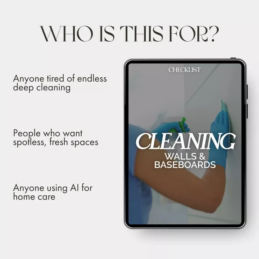 Cleaning Walls & Baseboards Checklist | Printable Home Cleaning Guide | Digital Download for How to Clean Walls and Baseboards