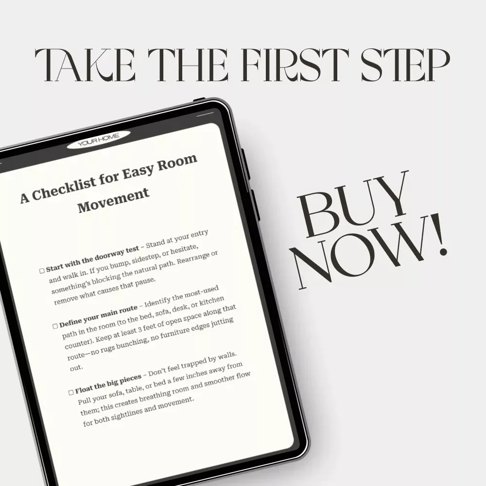A Checklist for Easy Room Movement | Home Flow Tips | Digital Download for Smooth Room Layout & Feng Shui Balance | Printable Guide for Interior Design & Decluttering