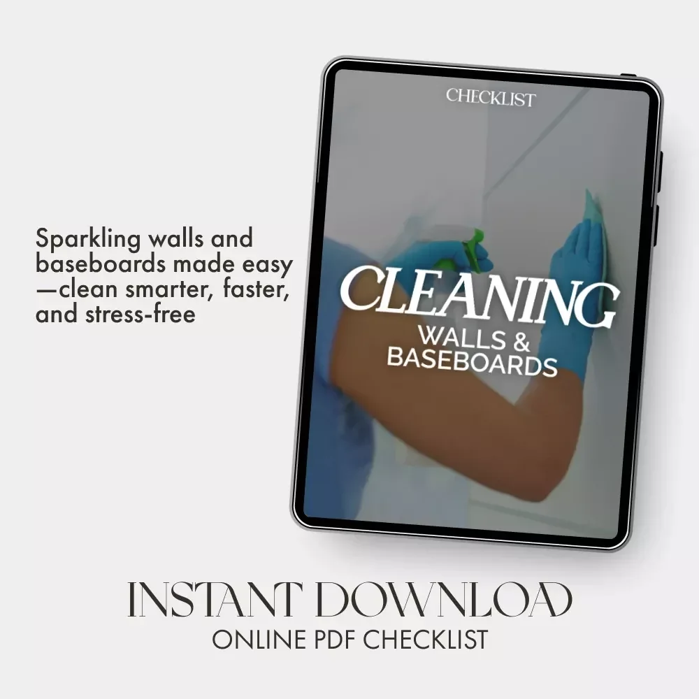 Cleaning Walls & Baseboards Checklist | Printable Home Cleaning Guide | Digital Download for How to Clean Walls and Baseboards
