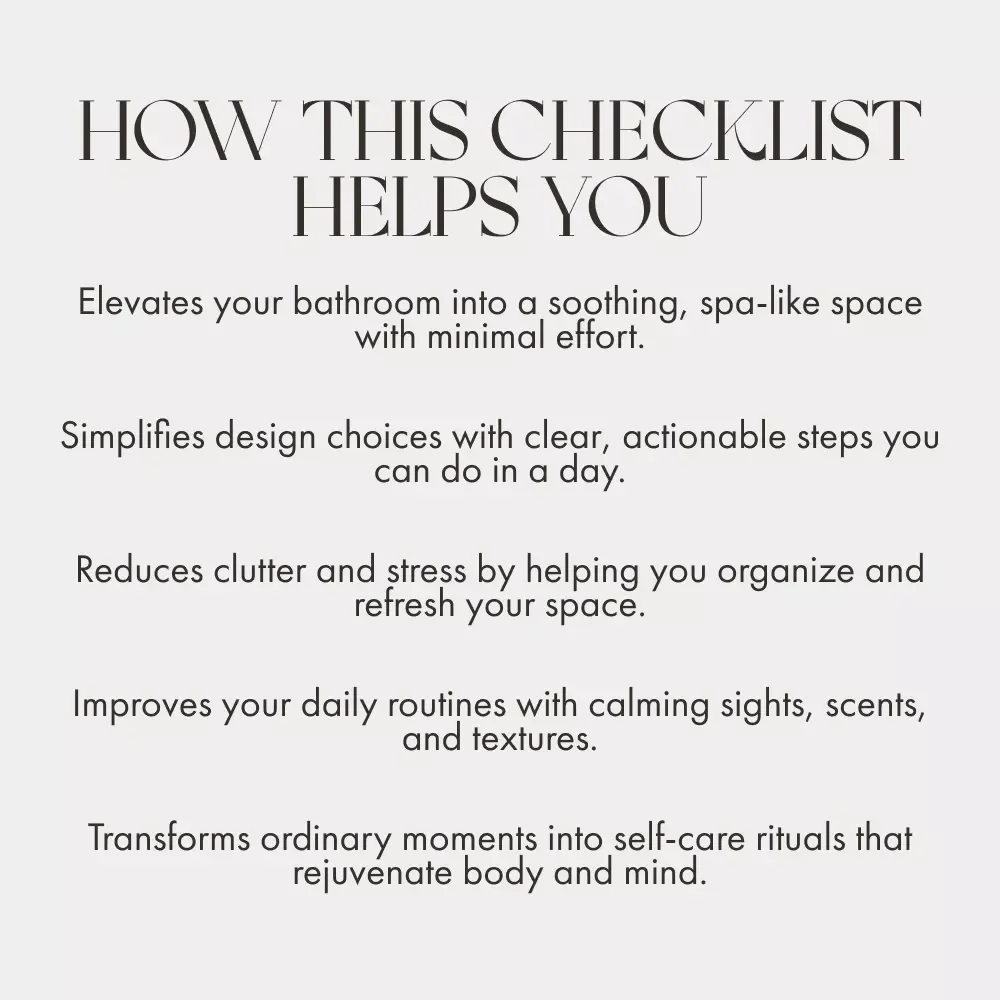 How to Make Your Bathroom a Truly Relaxing Retreat | Printable Checklist for a Spa-Like Bathroom | Best Way to Make Bathroom Relaxing | Digital Download Self-Care Home Guide