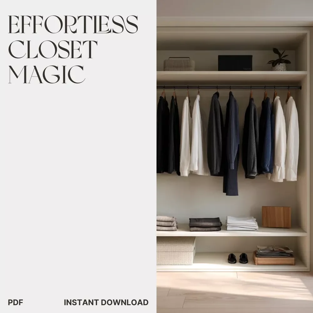Effortless Closet Magic | eBook Guide on How to Organize Closets for Easy Access | Decluttering, Storage, and Space-Saving Solutions for a Tidy Wardrobe