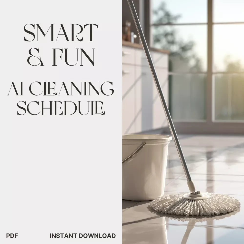Smart & Fun AI Cleaning Schedule Checklist | Digital Download | How to Use AI to Make a Cleaning Schedule | Home Organization & Productivity Printable