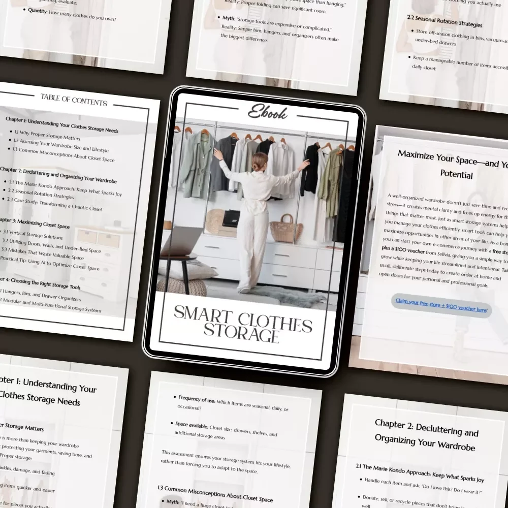 Smart Clothes Storage | Digital eBook Guide for the Best Way to Manage Clothes Storage | Decluttering, Closet Organization & Space Optimization Tips