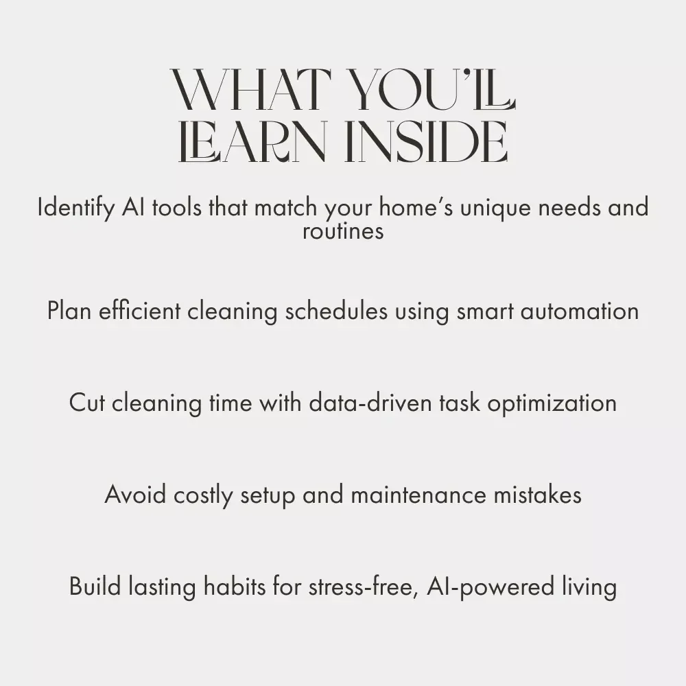 Simplify Home Cleaning and Save Time with AI | eBook Guide on How to Simplify Home Cleaning with AI Tools for Effortless Daily Routines and Smart Home Efficiency