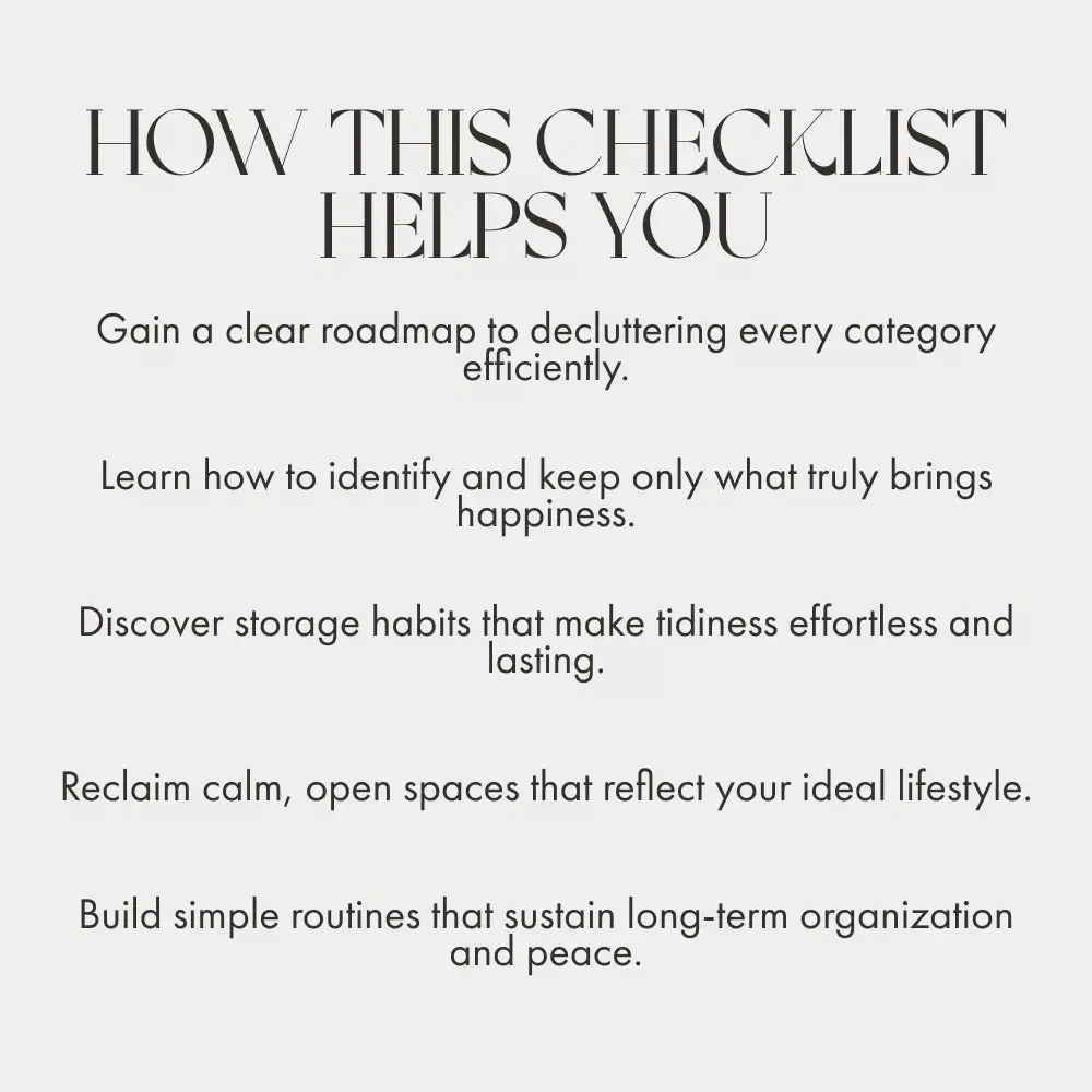 Organize Your Home by Category (KonMari Style) – Printable Home Organization Checklist | Digital Download | How to Organize Home by Category KonMari Method