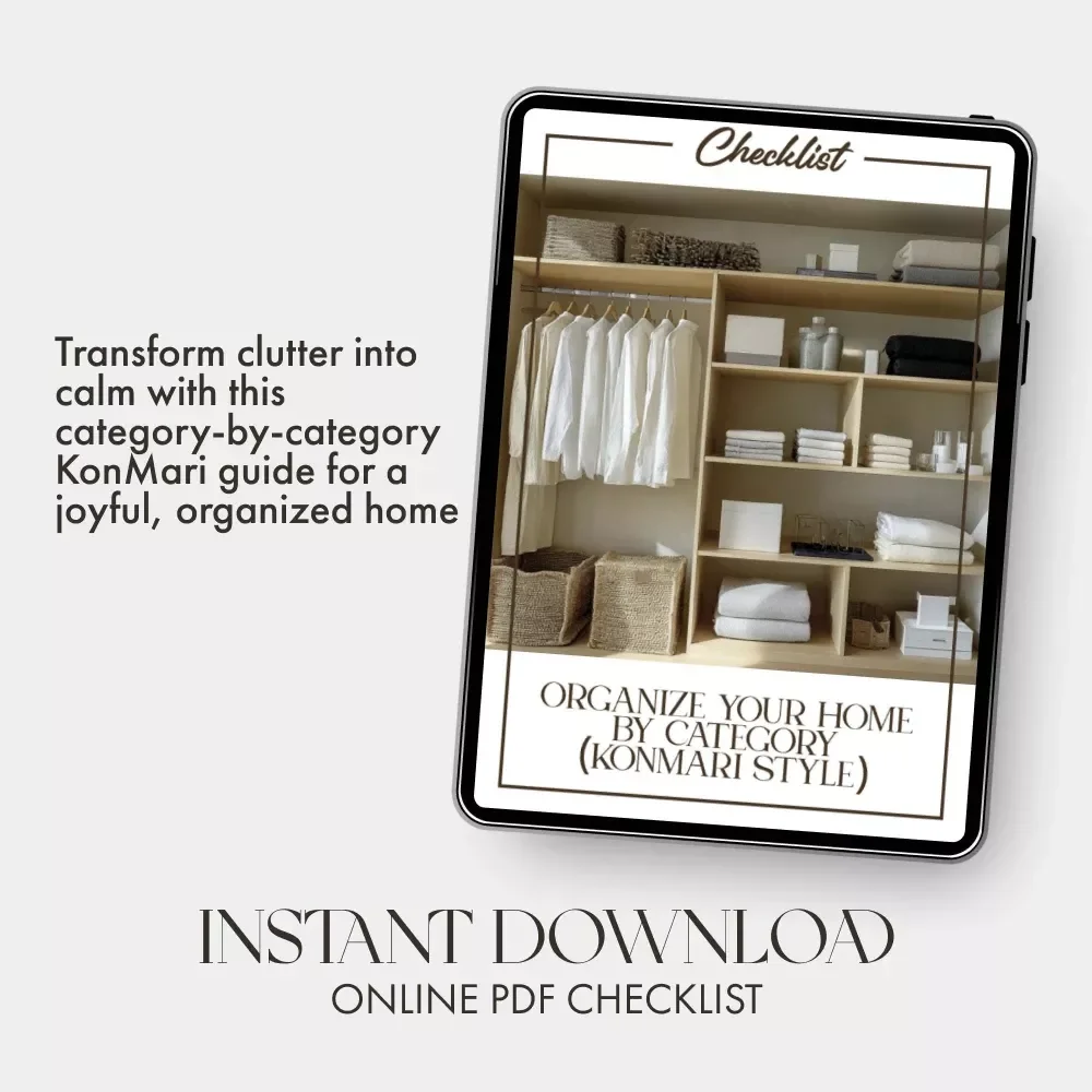 Organize Your Home by Category (KonMari Style) – Printable Home Organization Checklist | Digital Download | How to Organize Home by Category KonMari Method