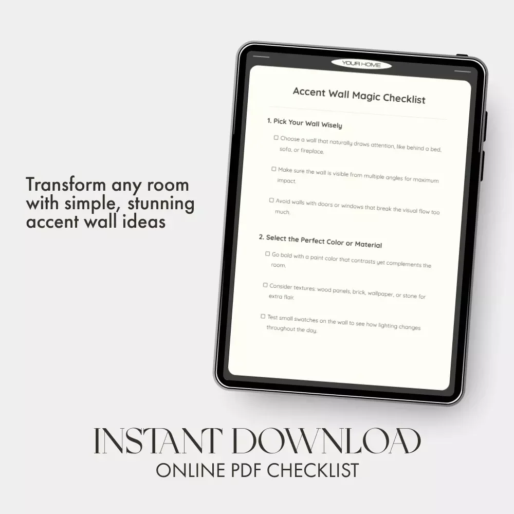 Accent Wall Magic Checklist | Digital Home Decor Guide | How to Create an Accent Wall Like a Pro | DIY Accent Wall Makeover Printable