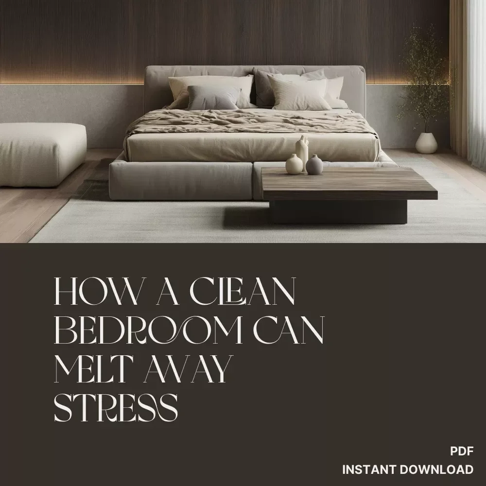 How a Clean Bedroom Can Melt Away Stress | Digital Guide on How to Reduce Stress with Clean Bedroom | Decluttering, Mindfulness & Better Sleep eBook