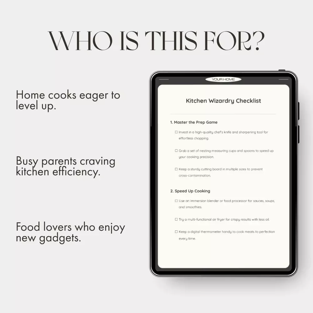 Kitchen Wizardry Checklist | Ultimate Printable Guide to the Best Kitchen Gadgets for Cooking, Storage & Cleaning Efficiency | Digital Download for Home Chefs & Food Lovers