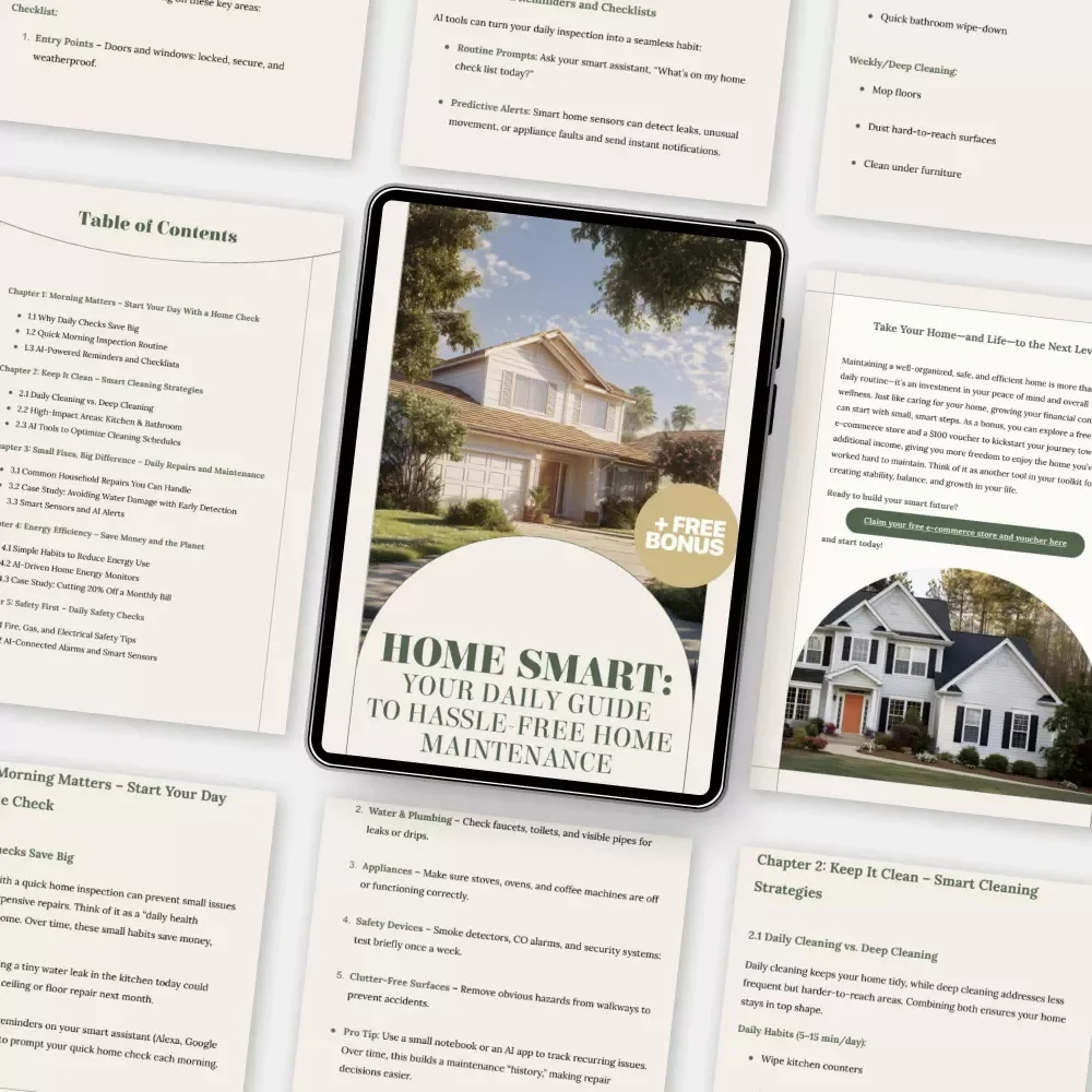 Home Smart: Your Daily Guide to Hassle-Free Home Maintenance | Digital eBook for Smart Homeowners | Tips for Daily Home Maintenance & AI Tools for Home Care