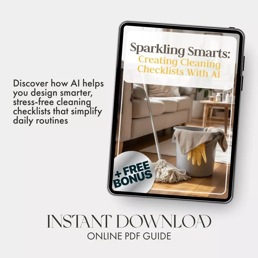Sparkling Smarts: Creating Cleaning Checklists with AI | Digital Guide on How to Create Cleaning Checklists with AI | Smart Home & Productivity eBook for Organized Living