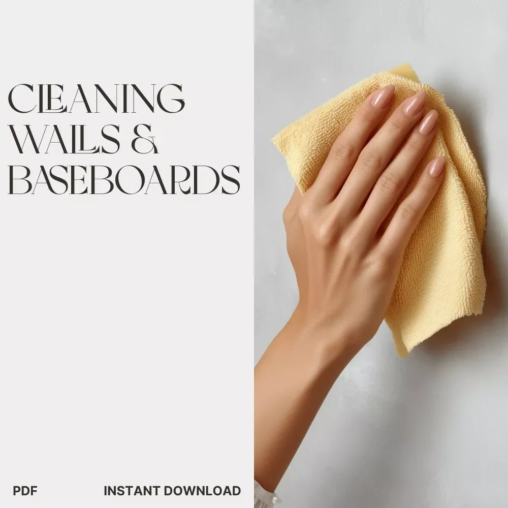 Cleaning Walls & Baseboards Checklist | Printable Home Cleaning Guide | Digital Download for How to Clean Walls and Baseboards