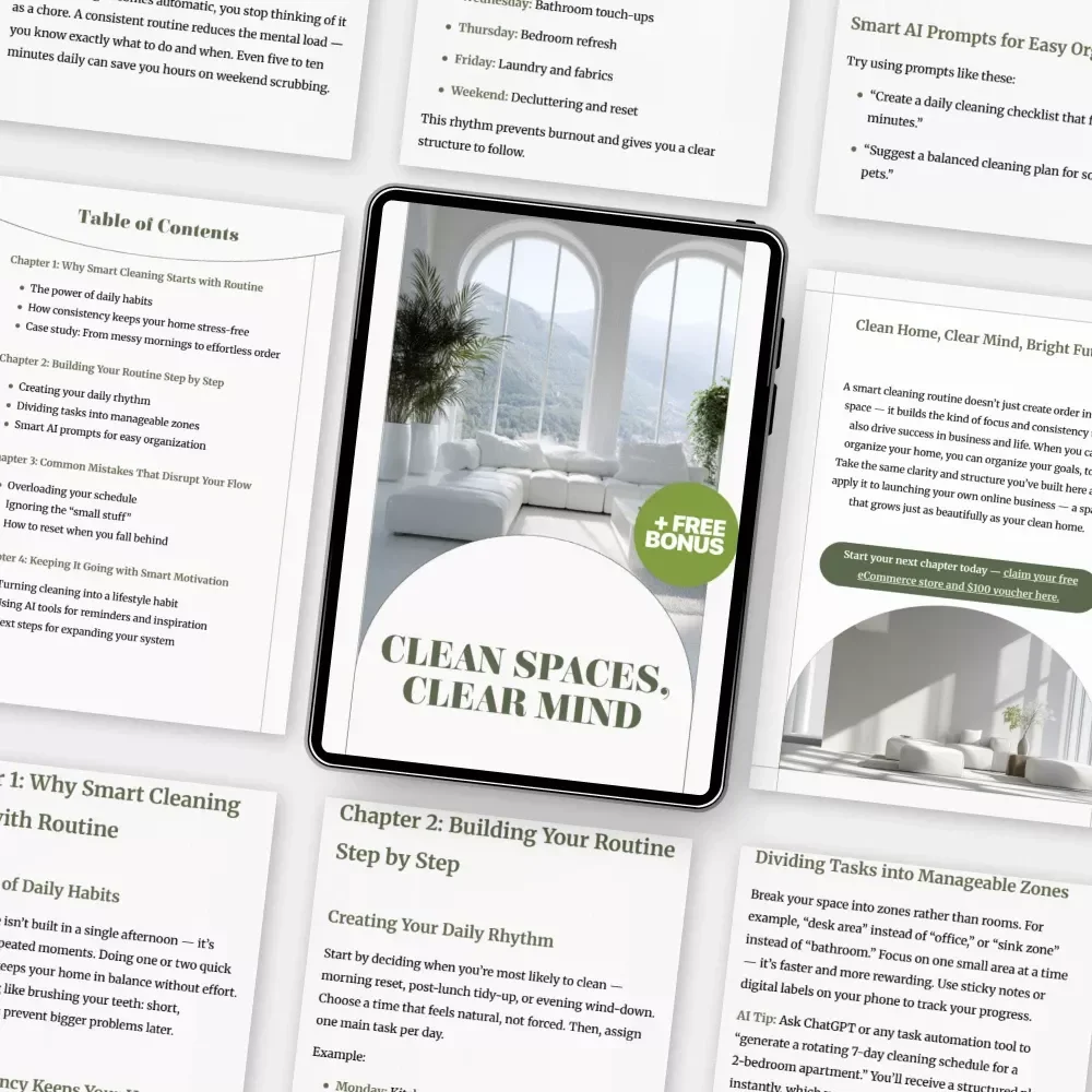 Clean Spaces, Clear Mind | Printable Daily Cleaning Routine Checklist | How to Build a Daily Cleaning Routine | Minimalist Home Organization Guide