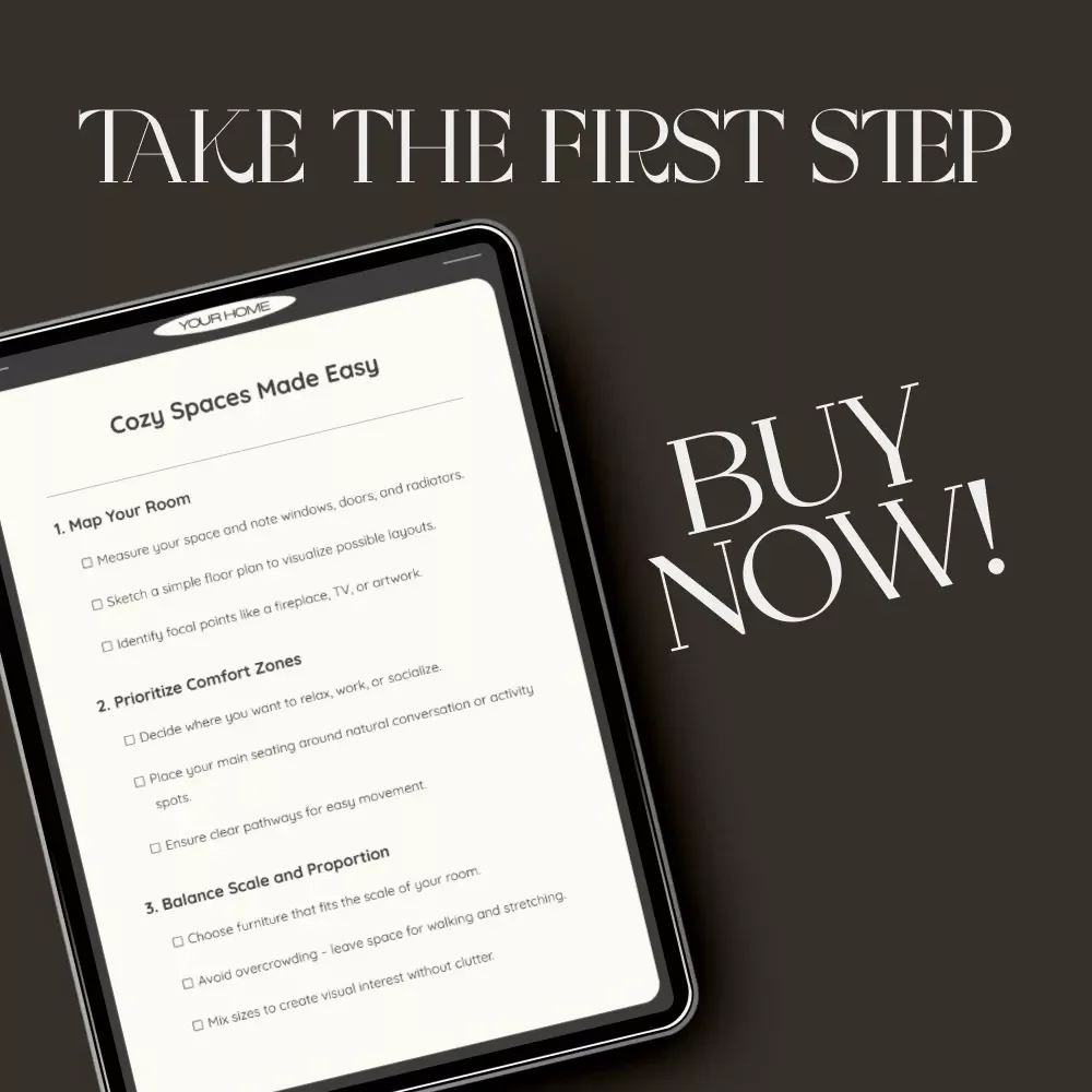 Cozy Spaces Made Easy | Printable Home Design Checklist | Digital Download Guide for How to Arrange Furniture for Comfort, Warmth & Flow