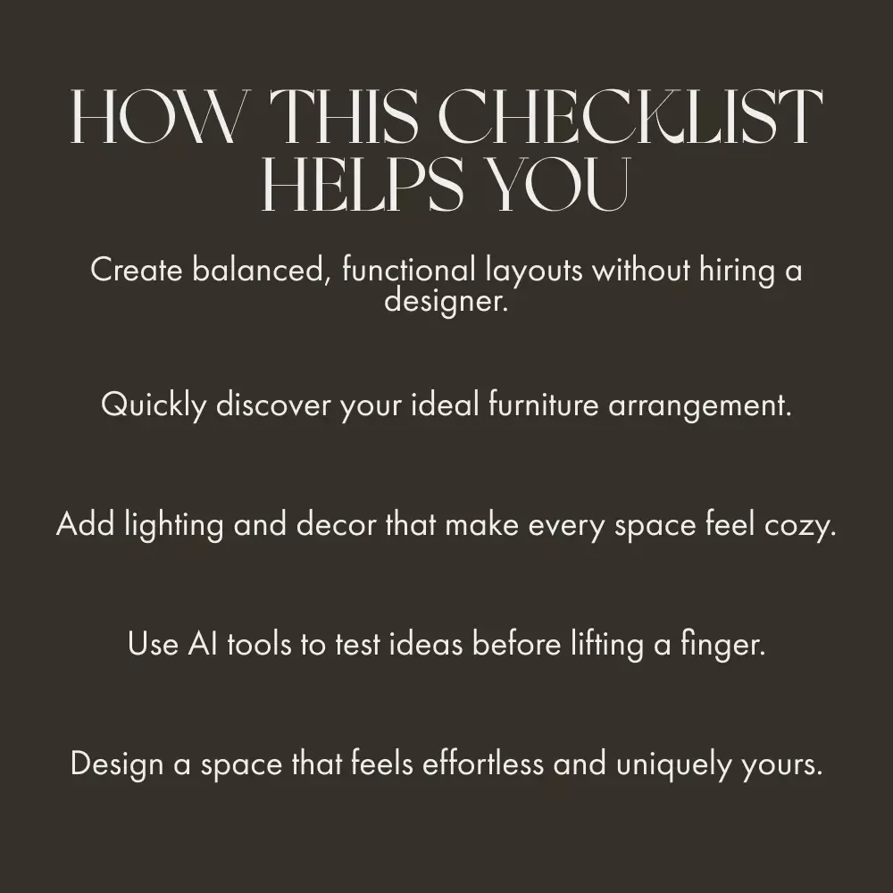 Cozy Spaces Made Easy | Printable Home Design Checklist | Digital Download Guide for How to Arrange Furniture for Comfort, Warmth & Flow