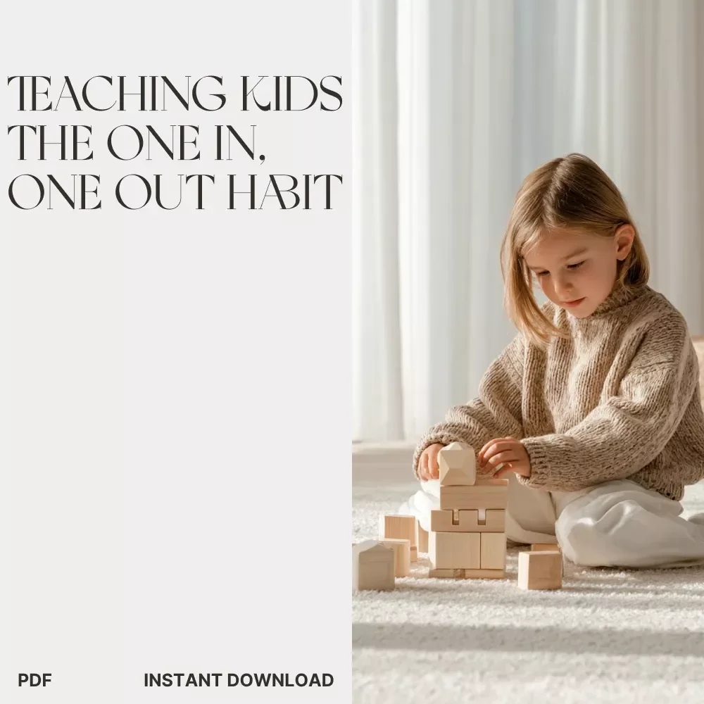 Teaching Kids the One In, One Out Habit | Printable Digital Guide for Parents, Teachers & Homeschool | Minimalist Habits for Children | Classroom Organization eBook
