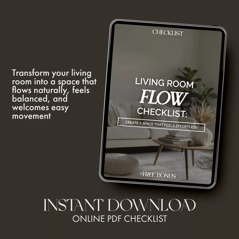 Living Room Flow Checklist | Digital Home Styling Guide | How to Arrange a Living Room for Flow | Interior Design Layout Tips Printable Download