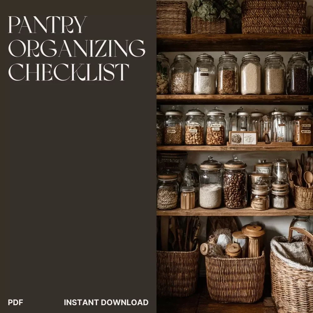 Pantry Organizing Checklist | Printable Kitchen Organization Guide | Digital Download for Home Storage | Tips for Organizing Pantry with Systems
