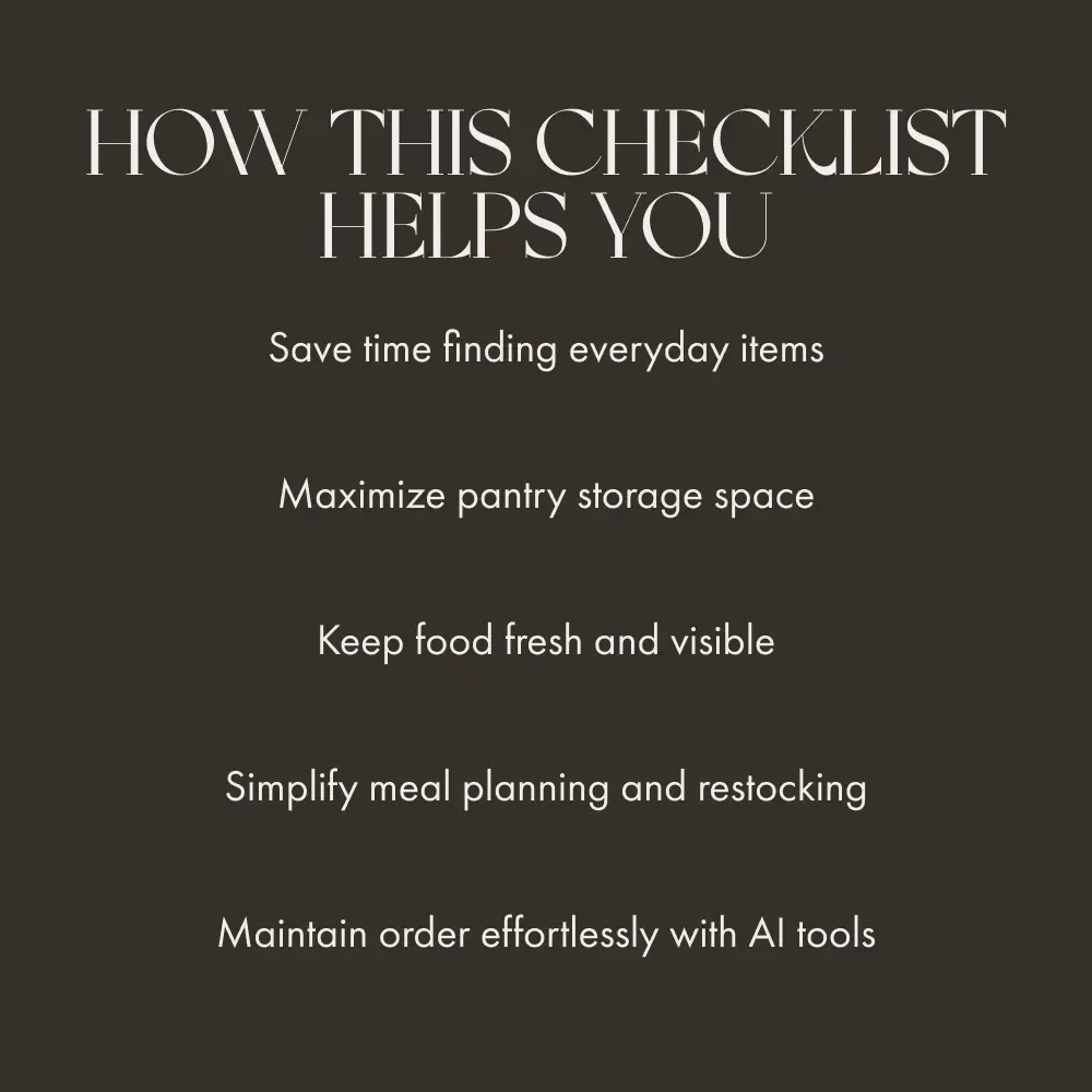 Pantry Organizing Checklist | Printable Kitchen Organization Guide | Digital Download for Home Storage | Tips for Organizing Pantry with Systems