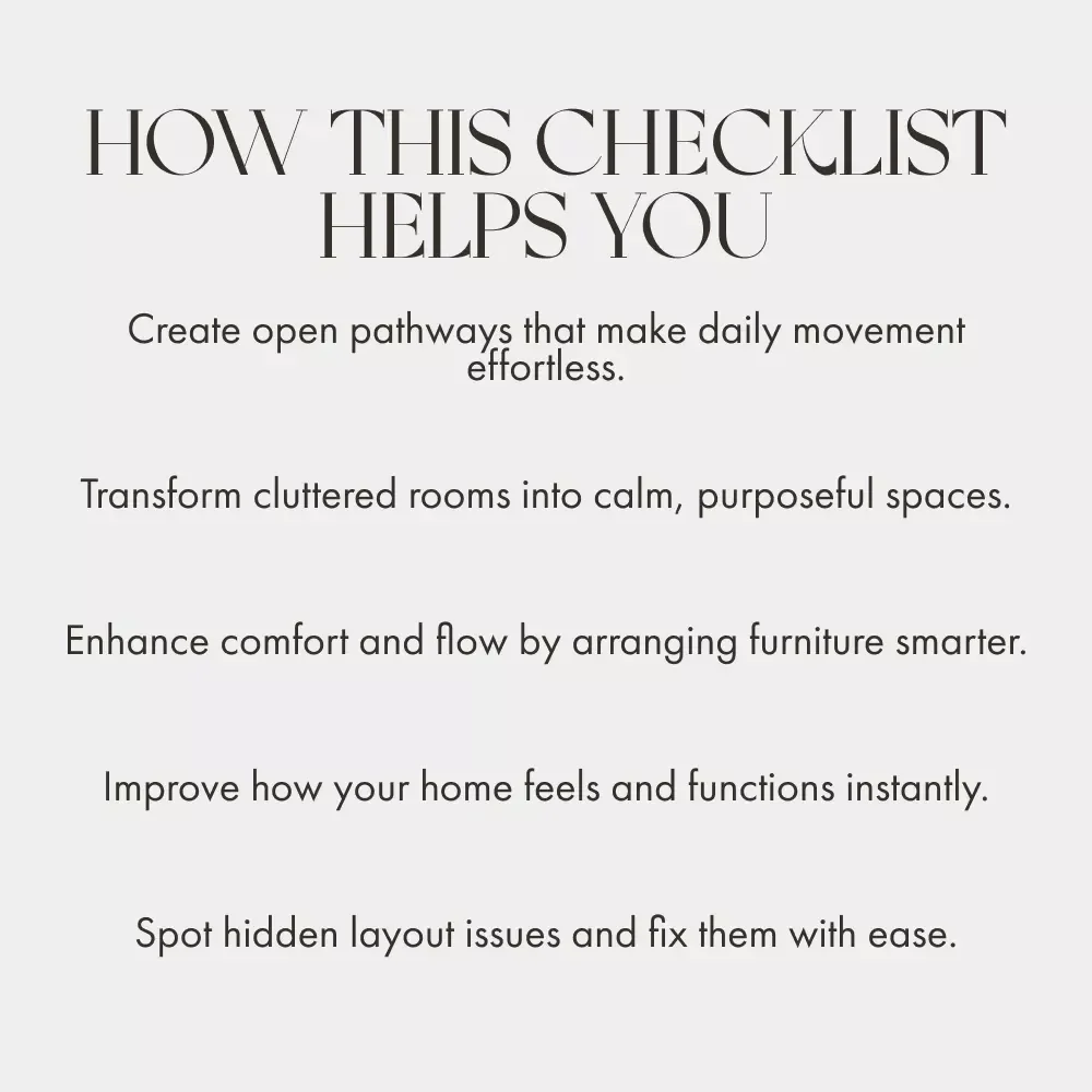 A Checklist for Easy Room Movement | Home Flow Tips | Digital Download for Smooth Room Layout & Feng Shui Balance | Printable Guide for Interior Design & Decluttering