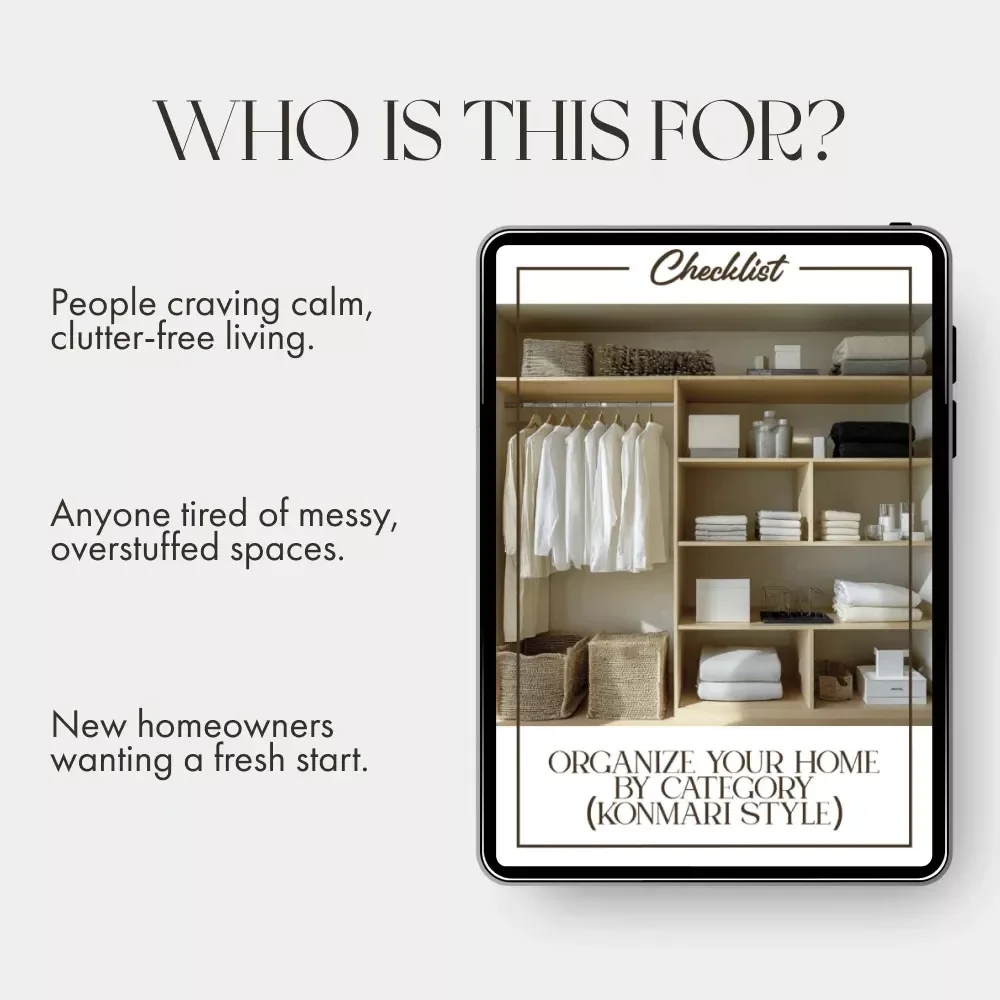 Organize Your Home by Category (KonMari Style) – Printable Home Organization Checklist | Digital Download | How to Organize Home by Category KonMari Method