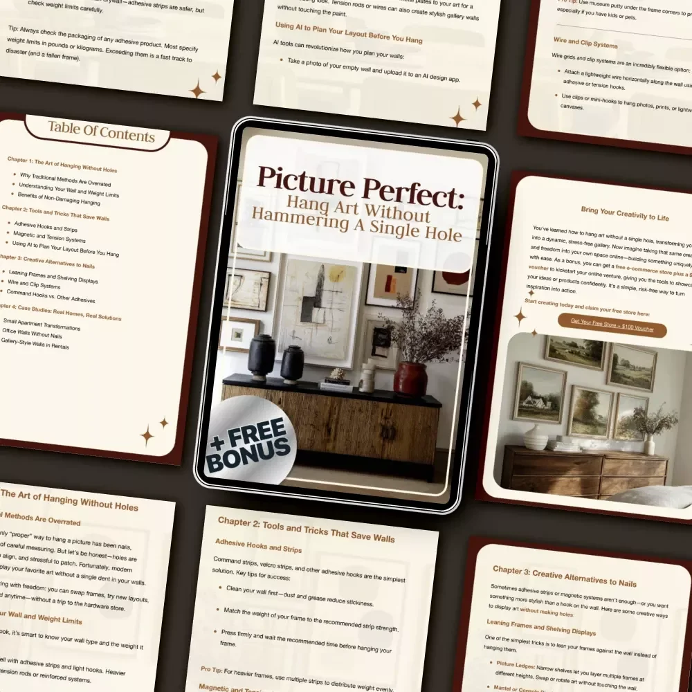 Picture Perfect: Hang Art Without Hammering a Single Hole | How to Hang Pictures Without Making Holes Everywhere | No-Damage Wall Hanging eBook & Guide