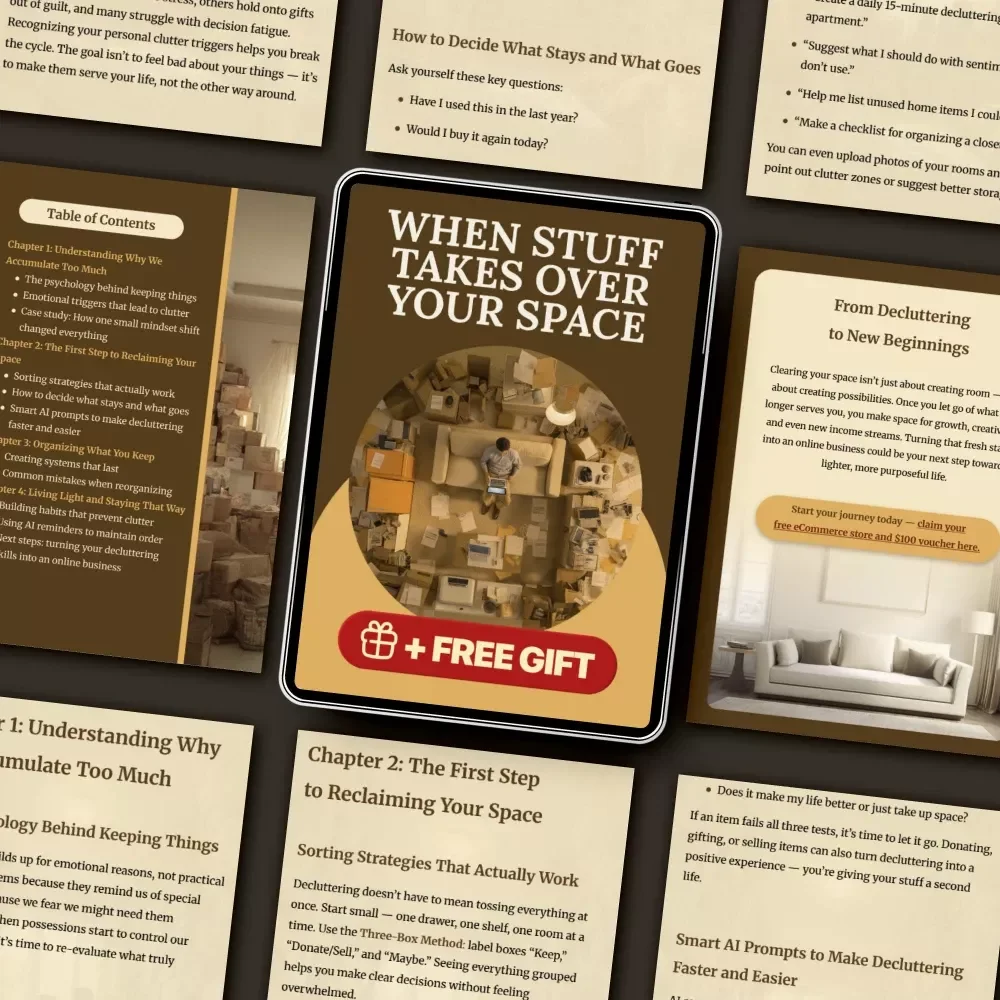 When Stuff Takes Over Your Space | Decluttering Guide for Overwhelmed Homes | Digital Download on What to Do When You Have Too Much Stuff | Mindset, Organization & Minimalist Living eBook