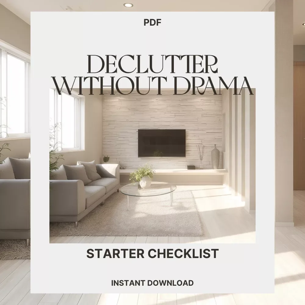 Declutter Without Drama: Starter Checklist | Printable Digital Download for Beginners | How to Start Decluttering When Overwhelmed | Home Organization Guide