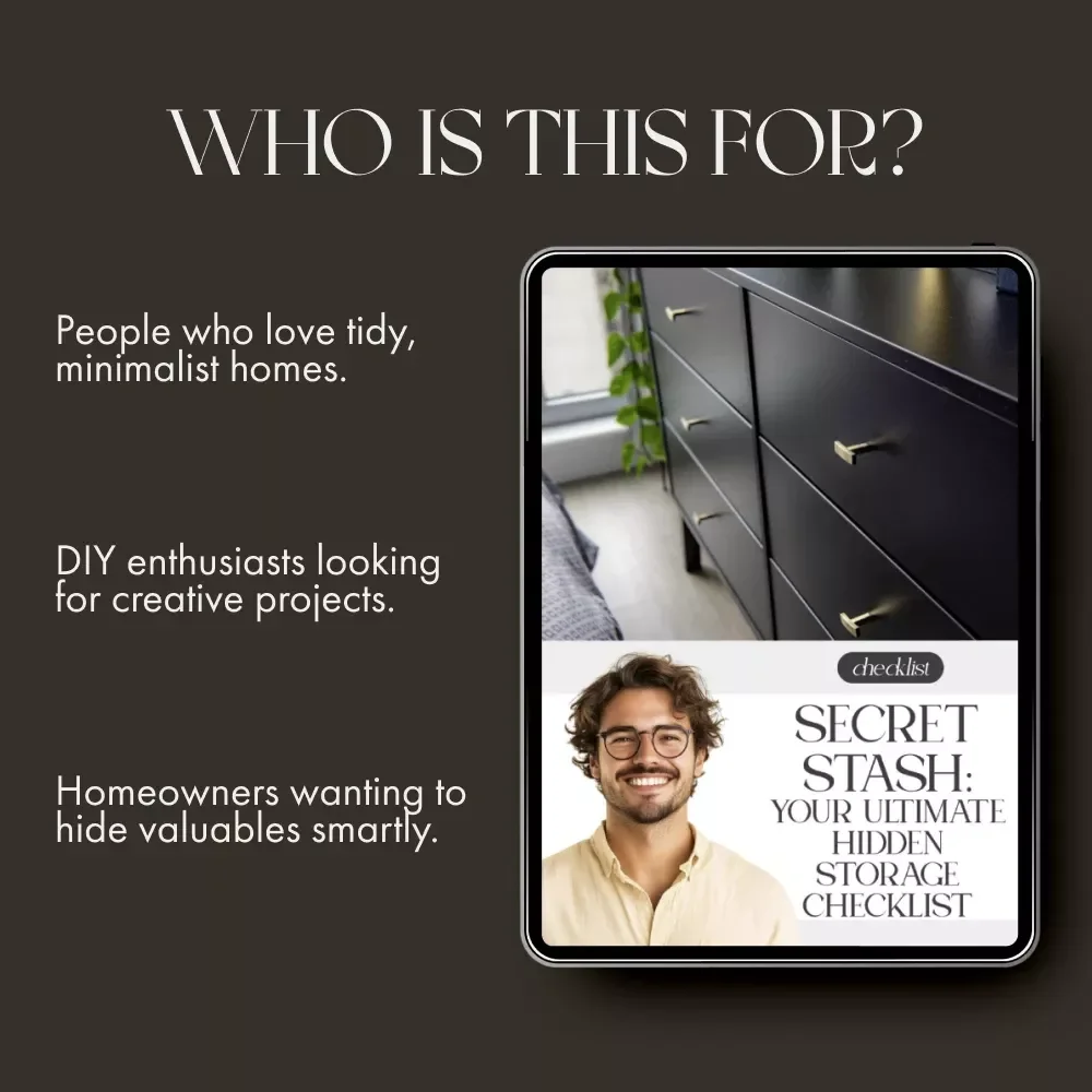 Secret Stash: Your Ultimate Hidden Storage Checklist | Printable Home Organization Guide | How to Create Hidden Storage Solutions for a Clutter-Free, Stylish Space