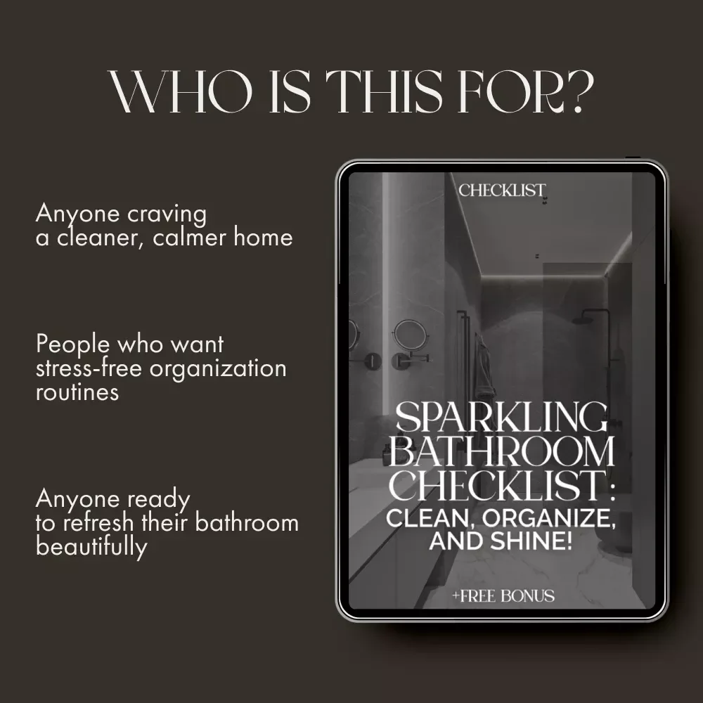Sparkling Bathroom Checklist: Clean, Organize, and Shine | Digital Cleaning Guide for a Fresh, Organized Bathroom | How to Clean and Organize Your Bathroom