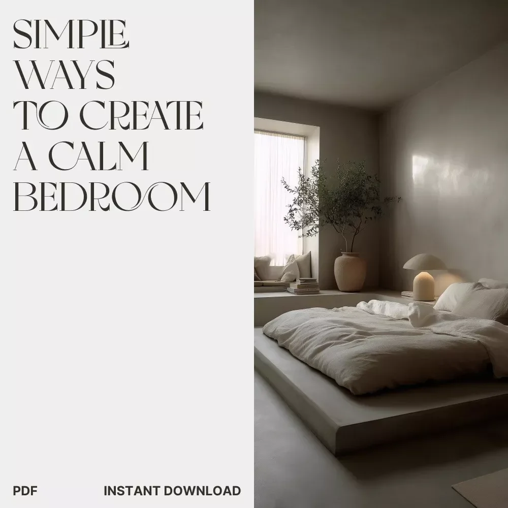 Simple Ways to Create a Calm Bedroom | Ebook for Mindful Living | Digital Download Guide with Tips for Calm Bedroom Atmosphere, Decluttering, Lighting & Relaxation