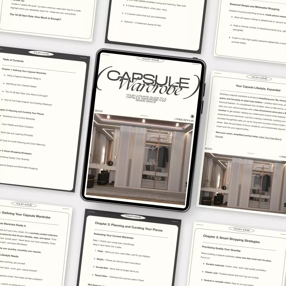 Your Ultimate Guide to a Capsule Wardrobe That Saves Space | Minimalist eBook on How to Create a Capsule Wardrobe That Takes Up Less Space | Digital Download PDF for Smart Closet Design