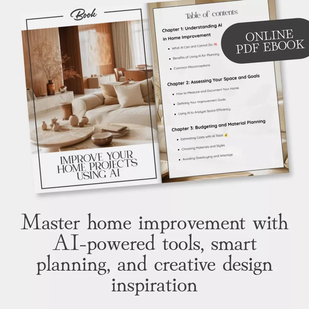 Improve Your Home Projects Using AI | Digital Guide for Smart Home Renovation, AI Design Tools, Budget Planning & DIY Inspiration | Instant Download eBook & Checklist