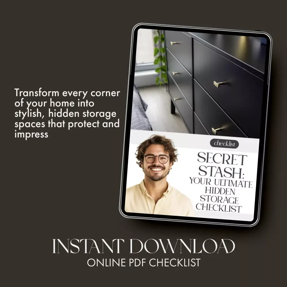 Secret Stash: Your Ultimate Hidden Storage Checklist | Printable Home Organization Guide | How to Create Hidden Storage Solutions for a Clutter-Free, Stylish Space