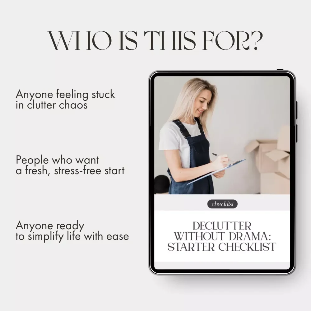 Declutter Without Drama: Starter Checklist | Printable Digital Download for Beginners | How to Start Decluttering When Overwhelmed | Home Organization Guide