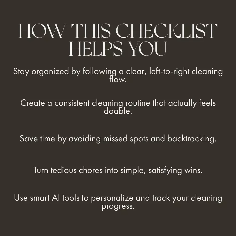 The Left-to-Right Cleaning Mastery Checklist | Digital Download for Organized Cleaning | Printable Cleaning Guide with Tips for Left to Right Cleaning | Home Cleaning Routine Template