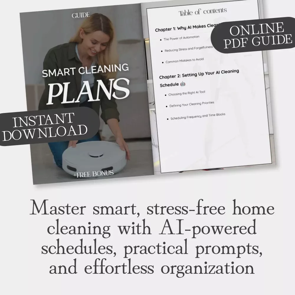 Smart Cleaning Plans | AI Cleaning Schedule Guide, Digital Cleaning Checklist & Automation eBook for Stress-Free Home Organization
