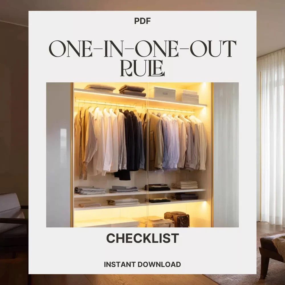Tips for Following the One-In-One-Out Rule | Printable Minimalist Checklist | Decluttering Guide | Digital Download for Simple Living | tips for following one in one out rule