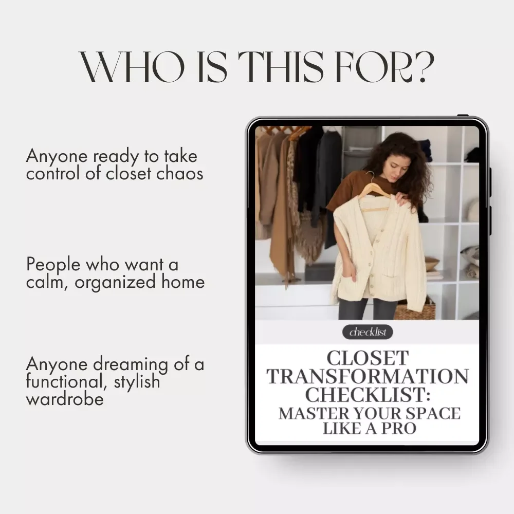 Closet Transformation Checklist: Master Your Space Like a Pro | Digital Download | Closet Organization Guide | Declutter, Design & Simplify | Printable Home Organization eBook | Small Space Storage Solution