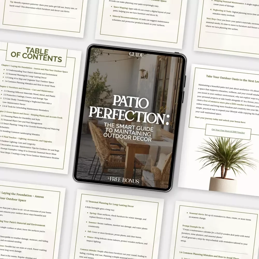 Patio Perfection: The Smart Guide to Maintaining Outdoor Decor | Digital Guide for How to Maintain Outdoor Decor and Patio Areas | Easy Patio Care & Seasonal Maintenance eBook